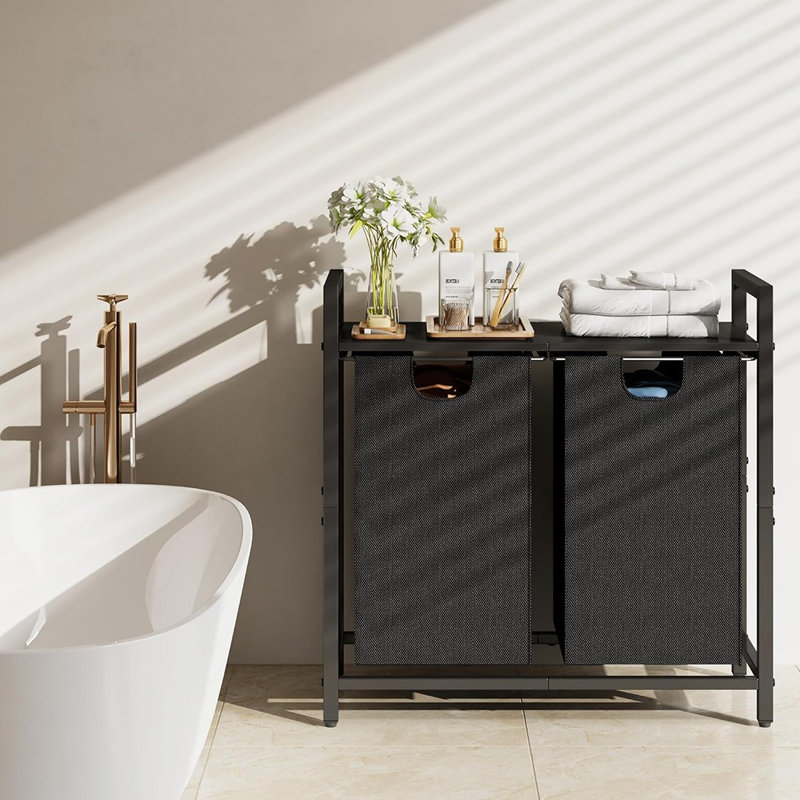 Laundry Basket Organizer, Laundry Hamper With Shelf &...