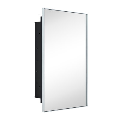 Yasine 16'' W 26'' H Recessed Framed Medicine Cabinet with Mirror and 2 Adjustable Shelves