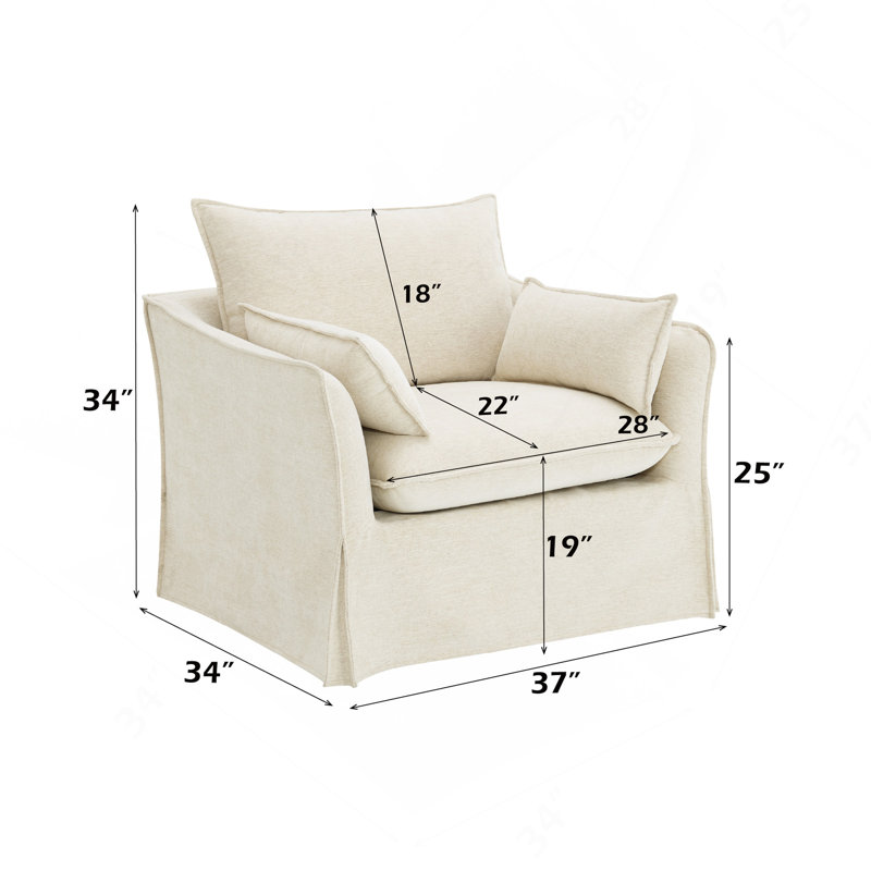 Chaise en lin beige avec 2 coussins