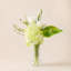 Arrangement floral d'hortensia artificiel de 9,4 po dans un vase en verre transparent rayé pour décoration de table-131255643