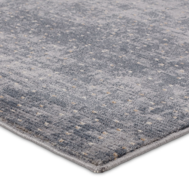 Tapis tissé à la machine abstrait bleu / crème, Rectangle 7 pi 10 po x 10 pi
