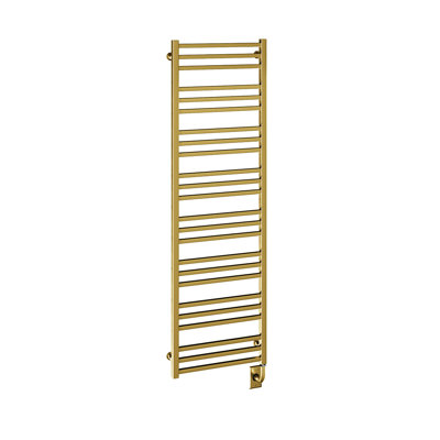 Chauffe-serviettes électrique à brancher 19,5 po x 64 po Avento - doré brossé, fixation murale, rails carrés, garantie à vie