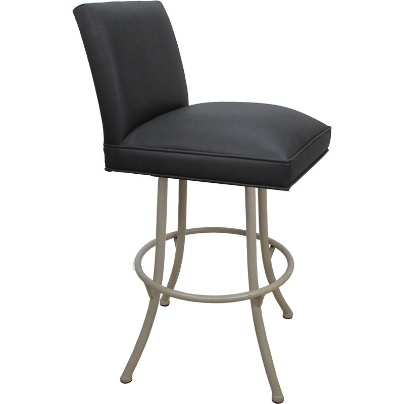 Swivel Metal Stool On Noam Base, Gray Seat/Beige Frame, Counter Stool (26” Seat Height)