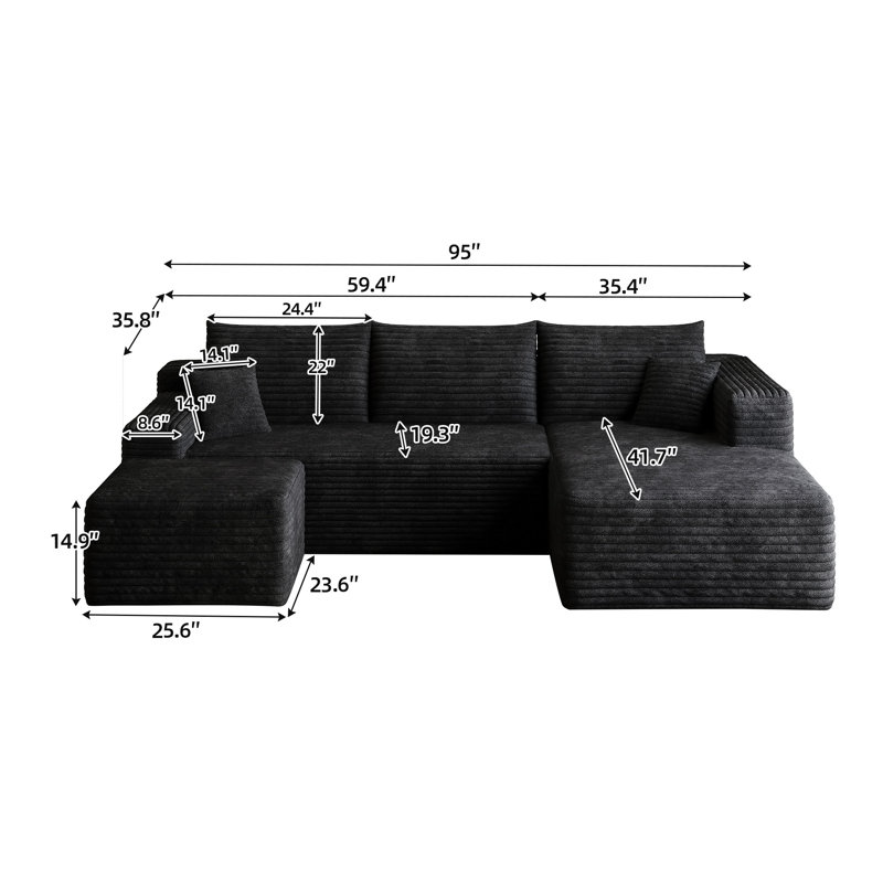 Canapé modulaire 95 "avec 1 repose-pieds Cloud