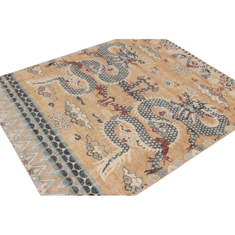 Distressed Homage Hand Knotted Wool Animal Print Area Rug, Rectangle 9' x 12'