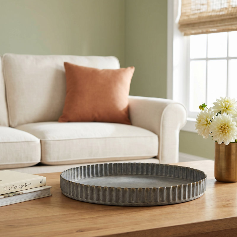 Hadler Farmhouse Steel Cloche Tray, 0.75" H x 7.5" W