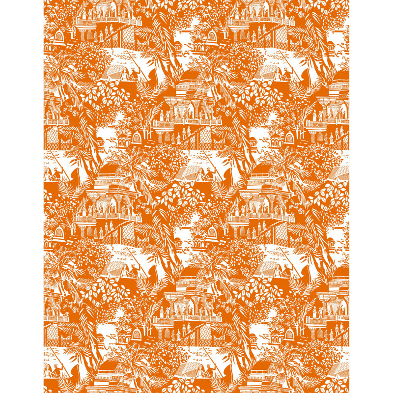 Olimpo Toile Vinyl Wallpaper Roll, Naranja
