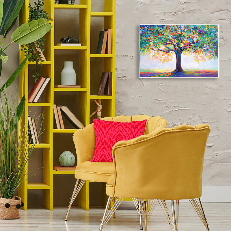 Art mural arbre de l'occasion par Leon Devenice, H 13 po x l 19 po