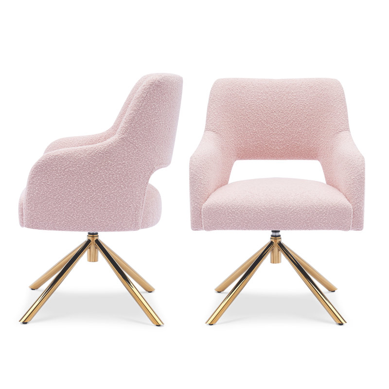 Fauteuil pivotant rembourré Breann, Mélange de polyester rose