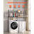 4-Tier Adjustable Storage Shelf, Sleek Black Carbon Steel Over Washer and Dryer Space Saver Organizer for Laundry Room With Hanger Rod and Hooks