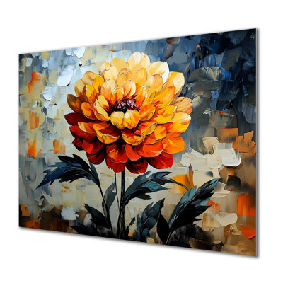 Abstract Orange Dahlia Glow IV - Dahlia Metal Wall Art, Traditional Metal Art Print