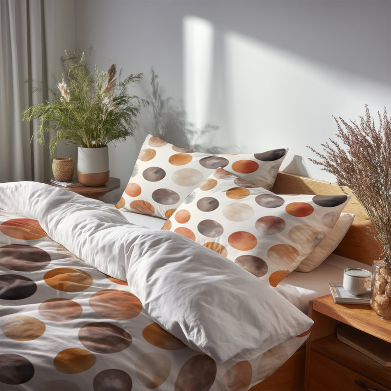 Ensemble de literie à motif géométrique 3 pièces - Housse de couette et coussin décoratif Yelorange