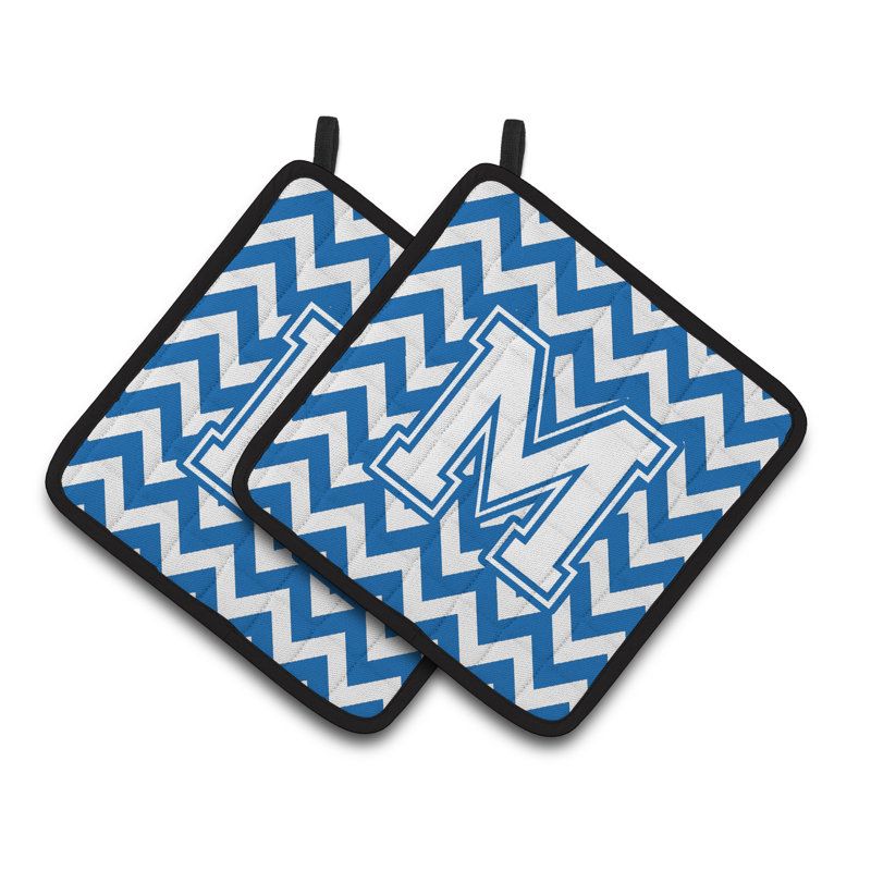 Poignée à chevrons, M, Blanc / bleu