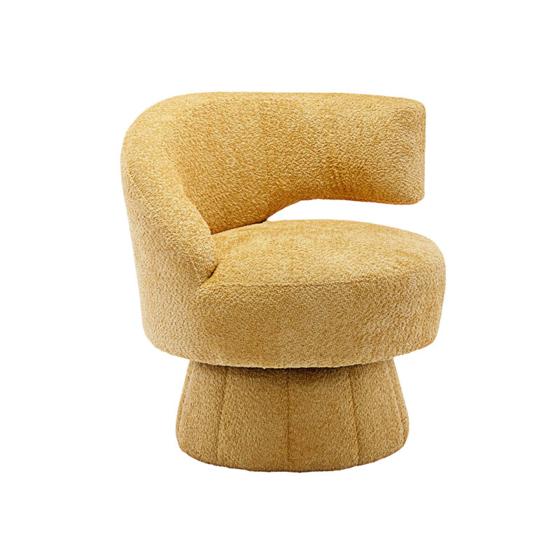 Fauteuil demi-tonneau pivotant rembourré, 27.16" H x 27.16" W x 23.62, Jaune