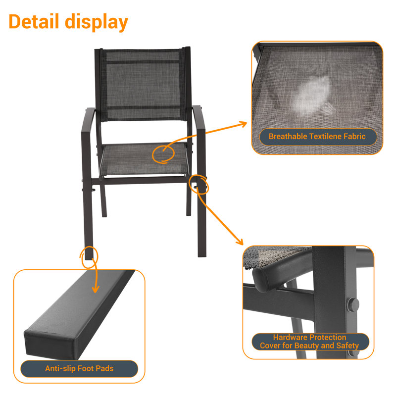 Chaise de salle à manger en tissu de polyester enduit de PVC (ensemble de 6), Gris