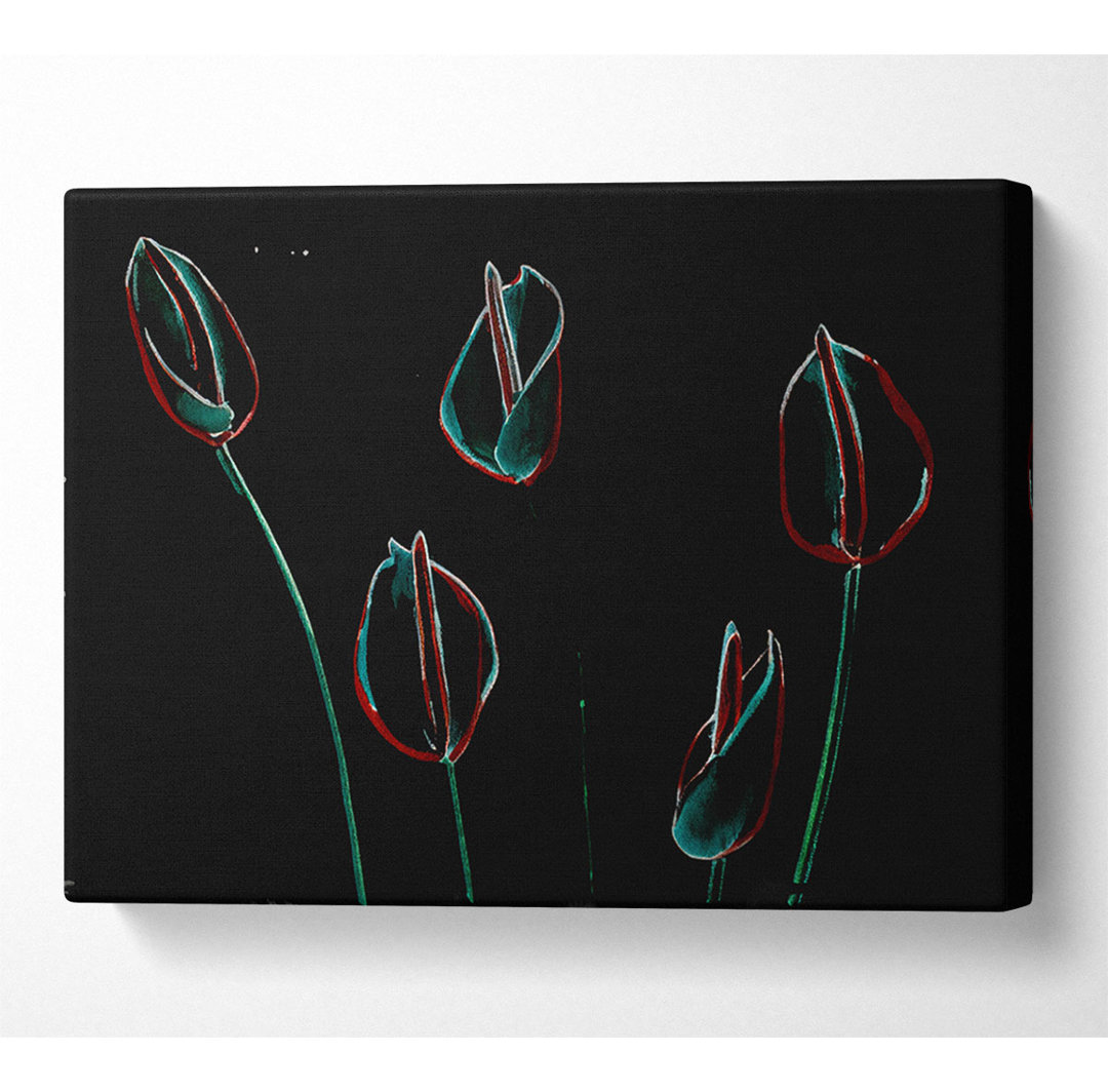 Leinwandbild Abstarct Neon Nacht Blumen