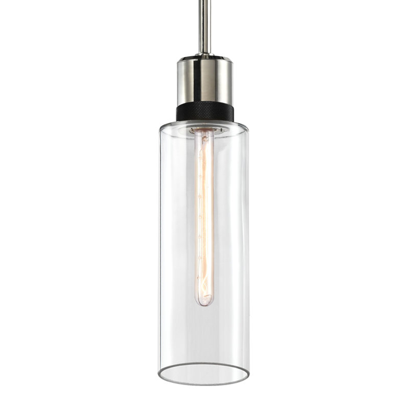 Zigrina Pendant, 71.88" H x 5.88" W x 5.88" D, Polished Nickel/Satin Brushed Black