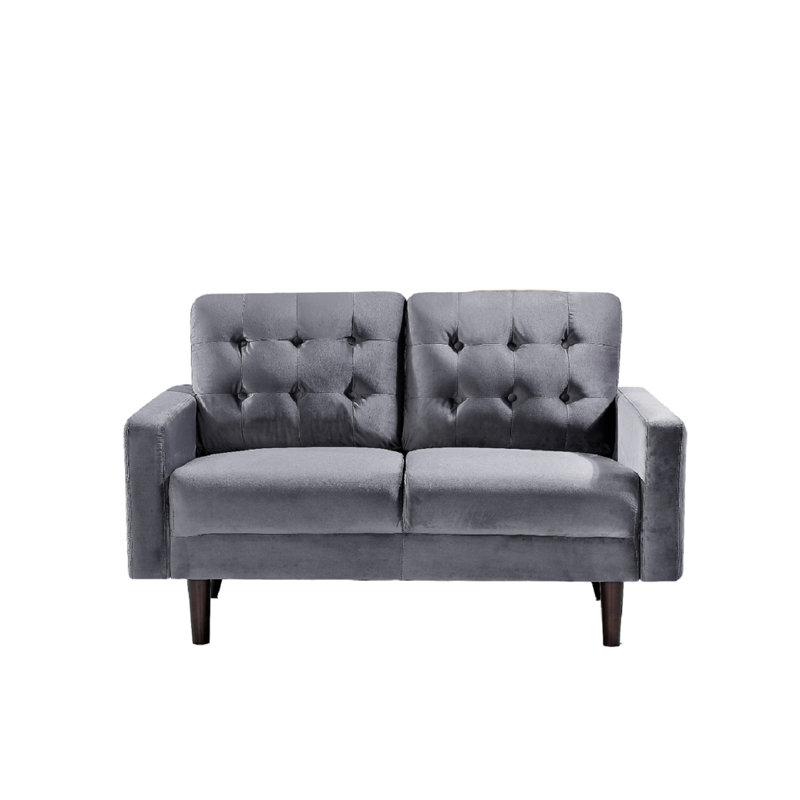 Causeuse en velours 52,7 po Jamette, Velours gris