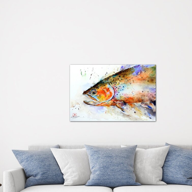 Loon Peak Fish by Dean Crouser Painting Print On Wrapped Canvas - Size: 12 H x 18 W x 1.5 D