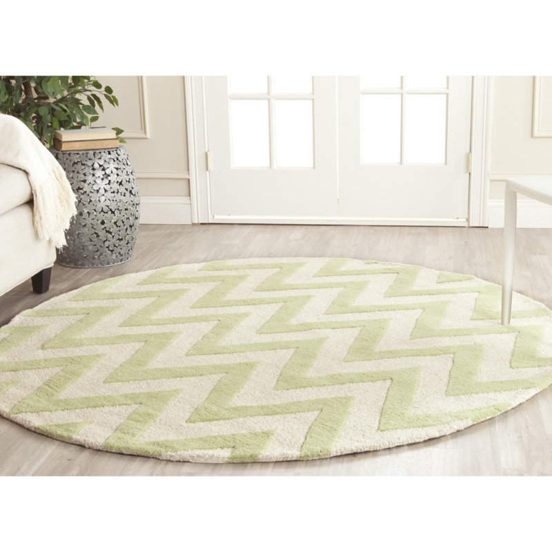 Sanyla Hand Tufted Wool Chevron Rug, Round 6'