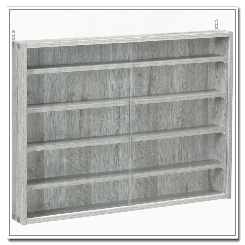 Vitrine à 5 niveaux avec tablettes réglables, Gris