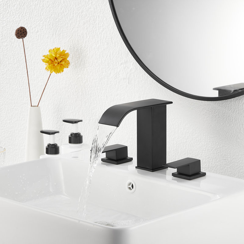 2-handle Bathroom Faucet with Drain Assembly, Black