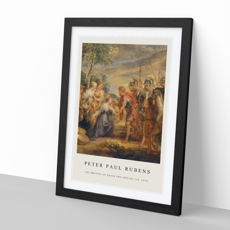 The Meeting of David and Abigail by Peter Paul Rubens - Picture Frame Painting, 65cm H x 48cm W x 2cm D, Black Framed
