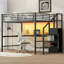 Lit mezzanine en métal robuste avec escalier de rangement pour bureau et petite lumière DEL