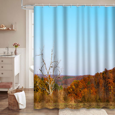 Forest Autumn Landscape Usa Nature Shower Curtain with 12 Hooks