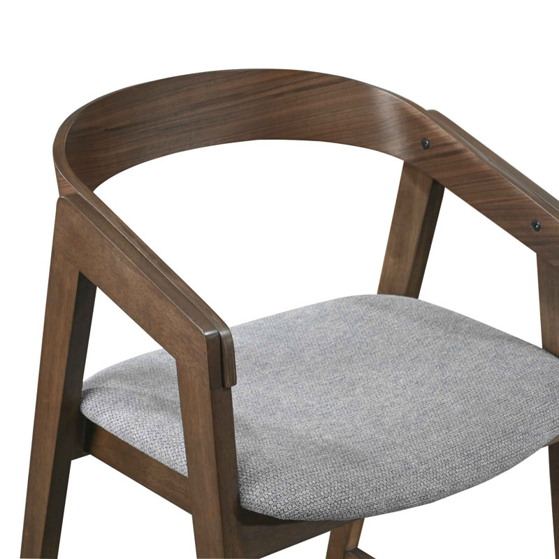 Avanti Mid-Century Solid Wood Arm Dining Chair with Curved Backrest (Set of 2), Brown