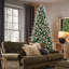 Sapin de Noël de 2,4 m avec 2850 branches, baies rouges et pommes de pin, en PE+PVC saupoudré de neige-696085238