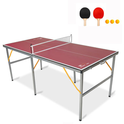 Ensemble de table de ping-pong pliable portatif de taille moyenne 6 pi avec 2 raquettes et 3 balles