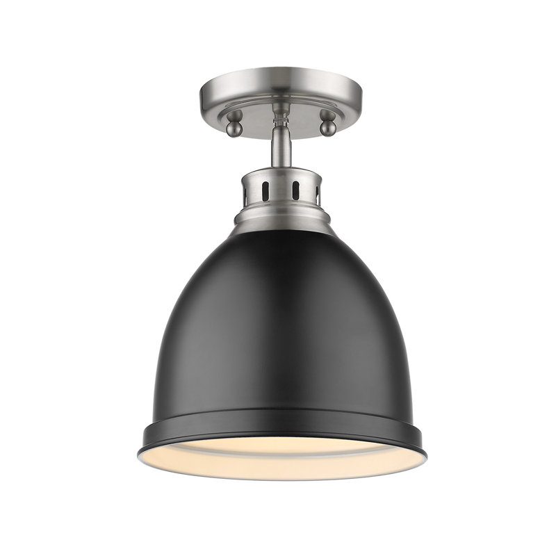 Plafonnier semi-encastré d'extérieur 1 lumière Bowdoinham, Étain, Noir mat