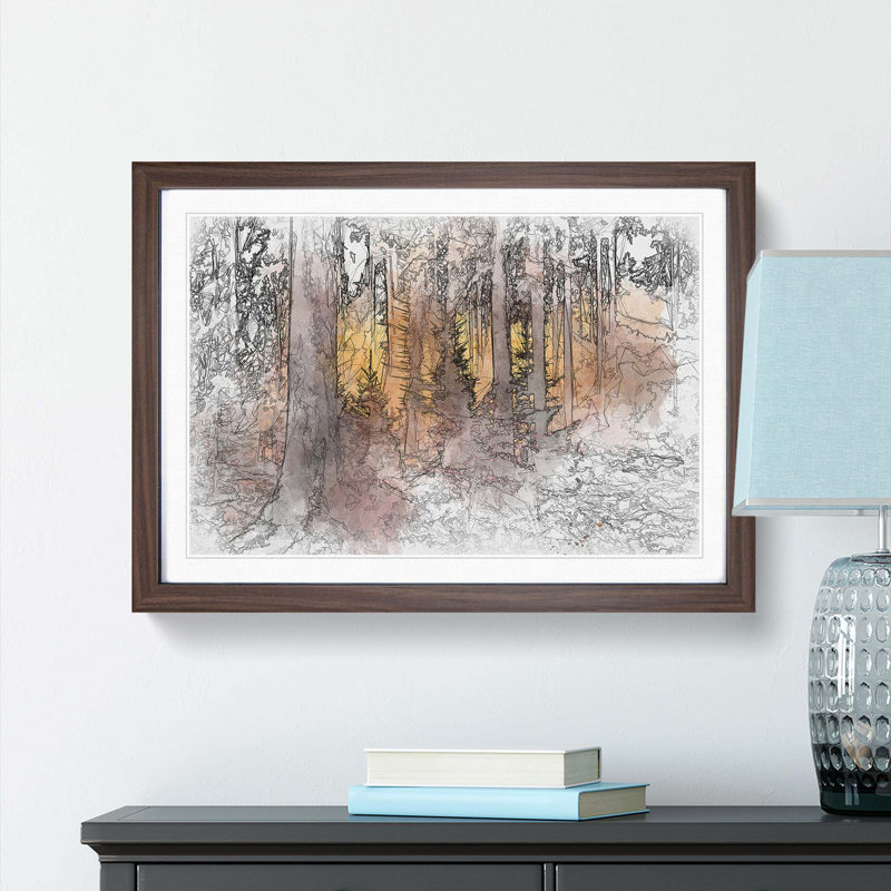 Mystery Forest in Abstract - Framed Print, 27cm H x 36cm W x 2cm D, Walnut Framed