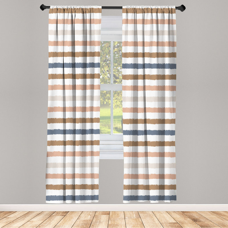 Microfiber Floral Semi-Sheer Rod Pocket Curtain Panels, 28" W x 84" L, Gray/Brown