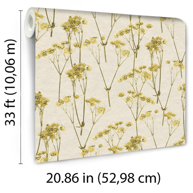 Spry Flower Cream Wallpaper Sample, Yellow