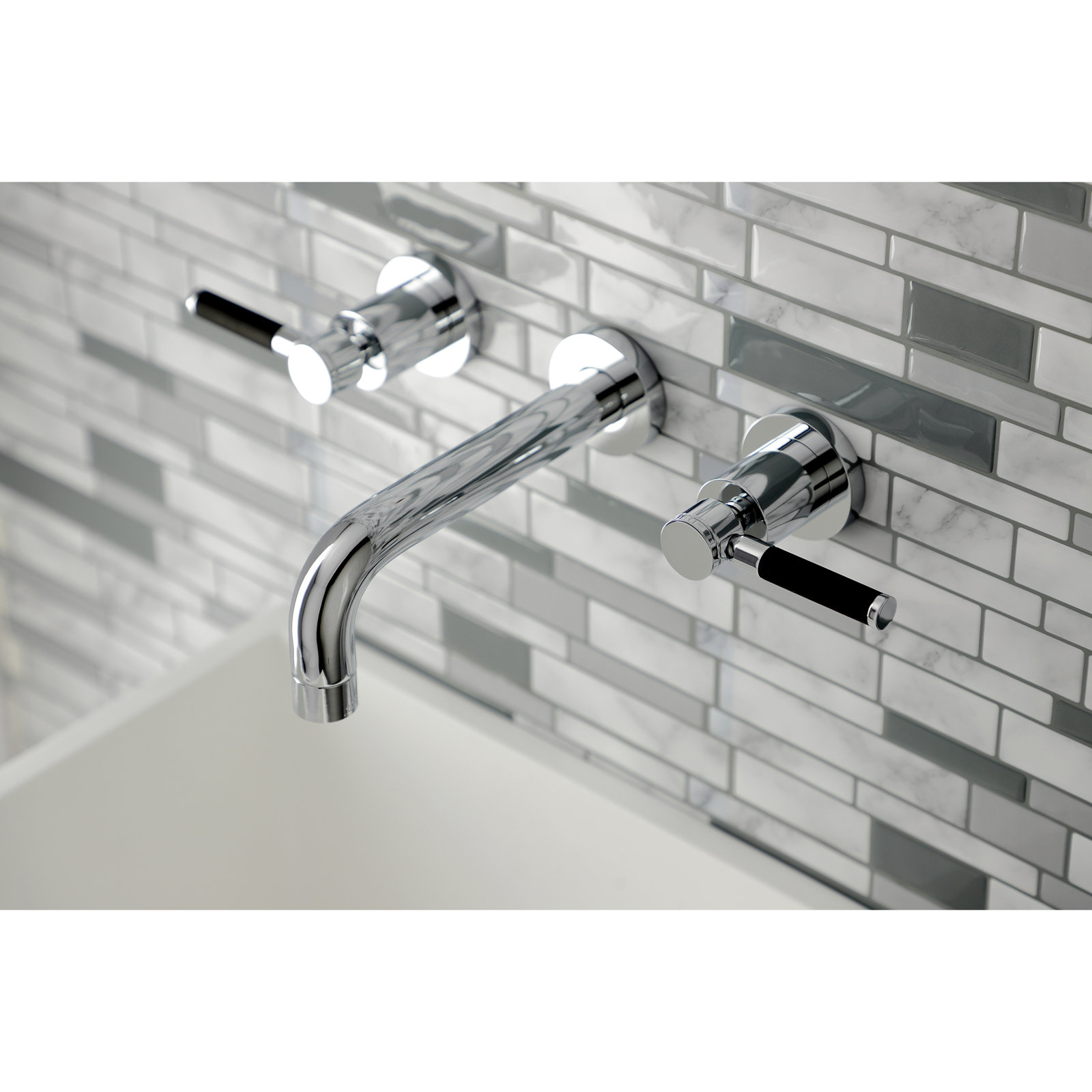 Kaiser Wall-Mounted Bathroom Faucet, Polished Chrome