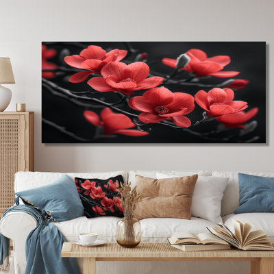 «Magnolias Photo II» - art mural rouge