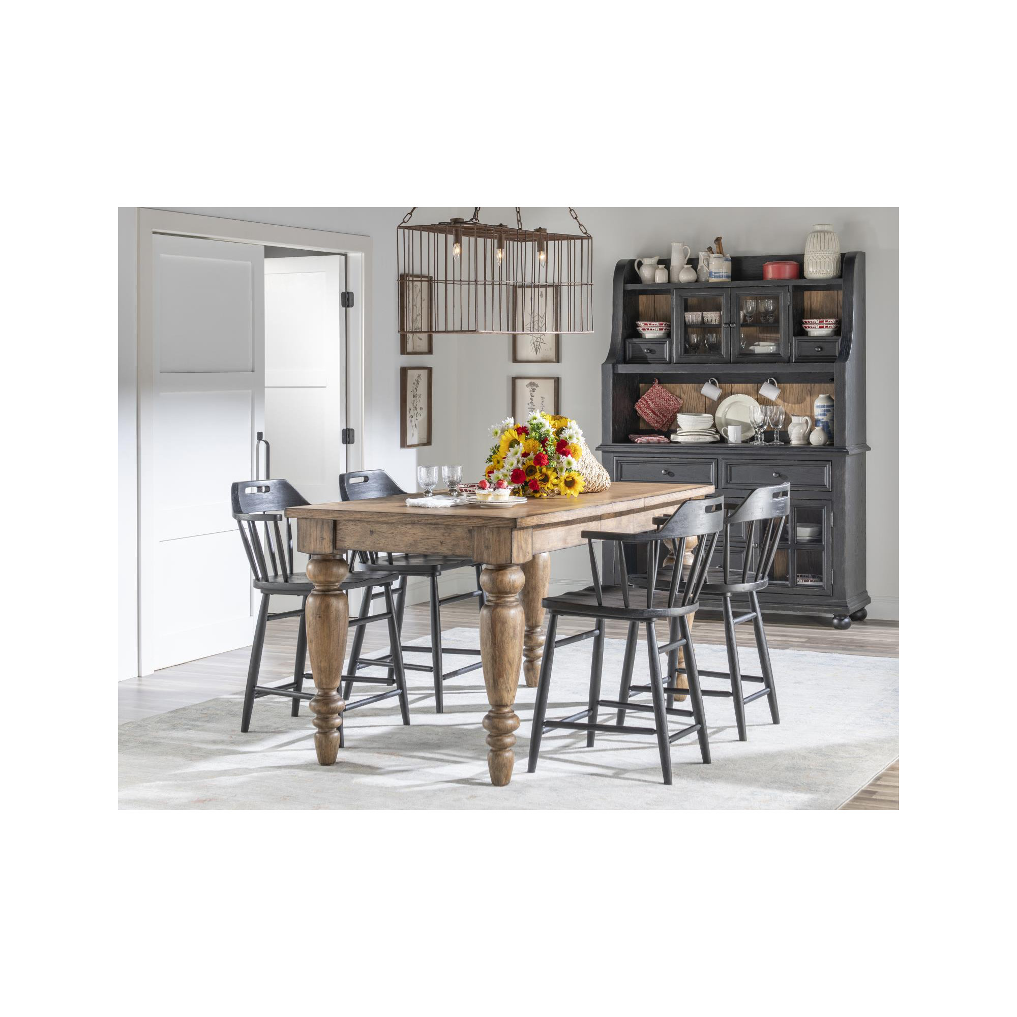 Country Living Extendable Dining Table, Brown, 36"H x 60"L x 36"W