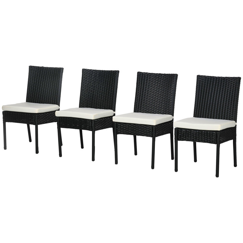 Chaises de salle à manger d'extérieur en PE avec coussins Outsunny 4 PE