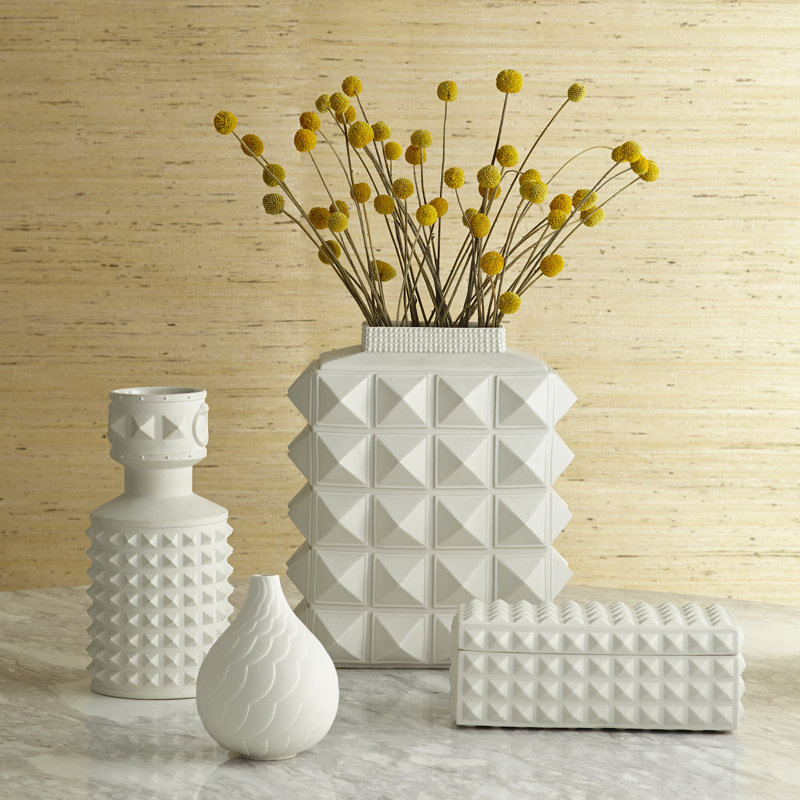 Charade Matte Porcelain Square Studded Lidded Box