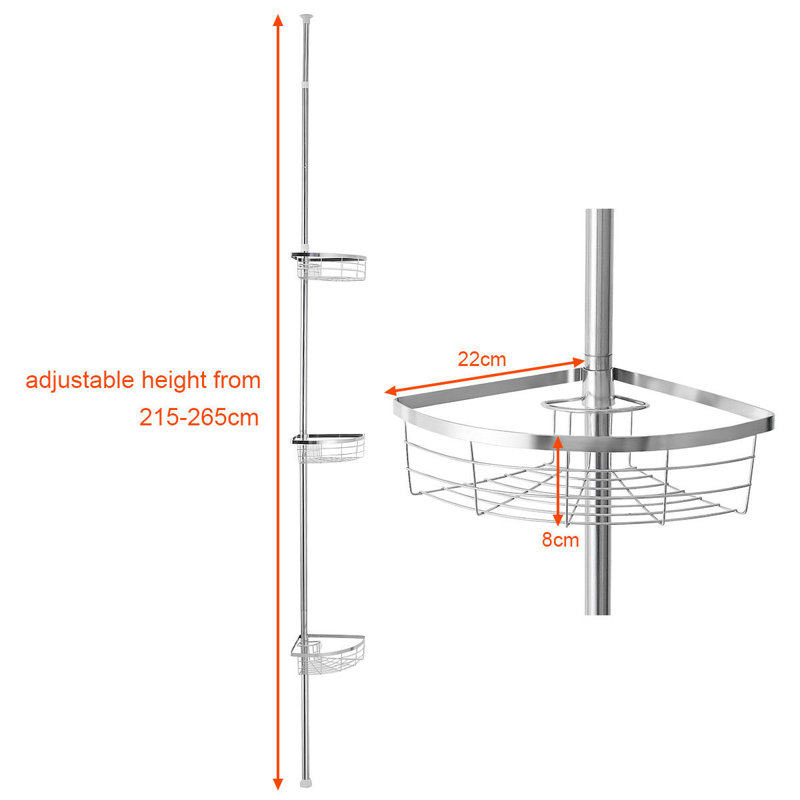 Yusuf Tension Pole Stainless Steel Shower Caddy
