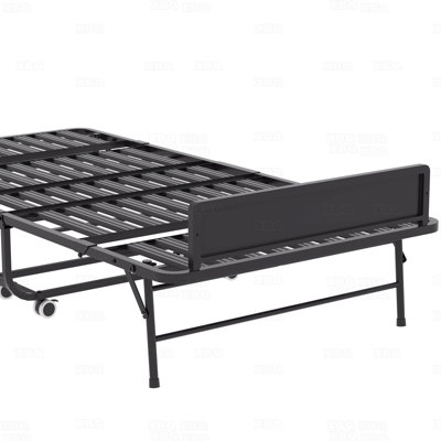 75" * 38" Folding Bed With Adjustable Headboard, 5" Memory Foam Rollaway Bed For Tall People, Heavy-Duty Portable Guest Bed On Wheels, Easy Assembly Twin Size Cot