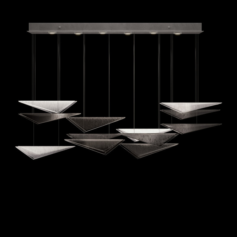 Volo Pendant, Smoke Linear, 6 Lights, Silver
