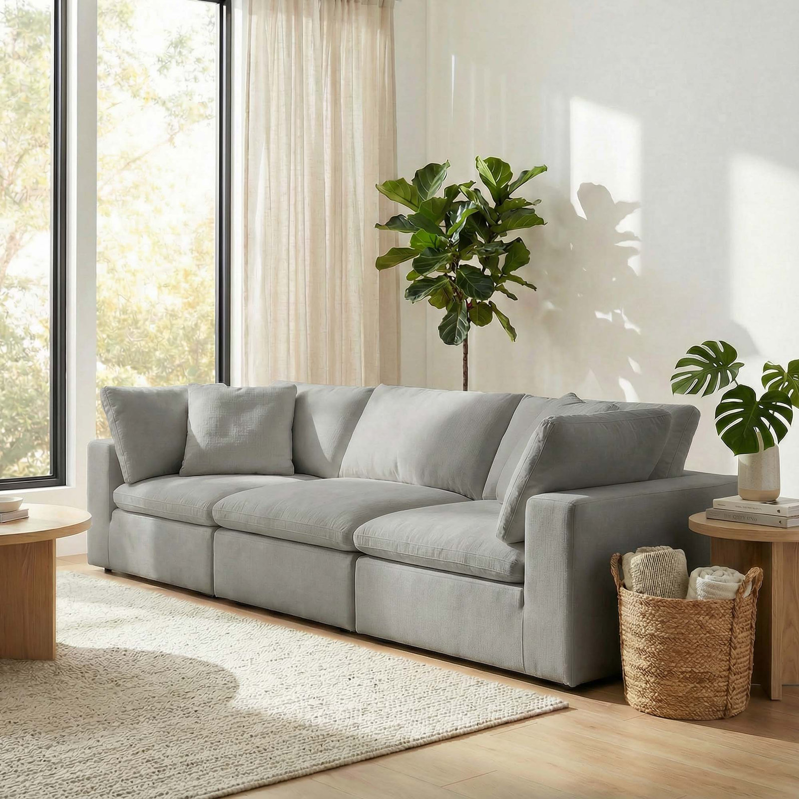 Calana Modular Sectional, Slate, 3 Piece