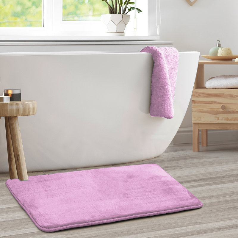 Ultra Soft and Absorbent Memory Foam Bath Rug Set with Non-Slip Backing, Small: 24" L x 17" W, Lavender Dream