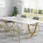 Bureau de direction 63 po - Bureau d'ordinateur moderne blanc et or avec plateau en faux marbre, grande table de conférence pour bureau à domicile ou salle de réunion