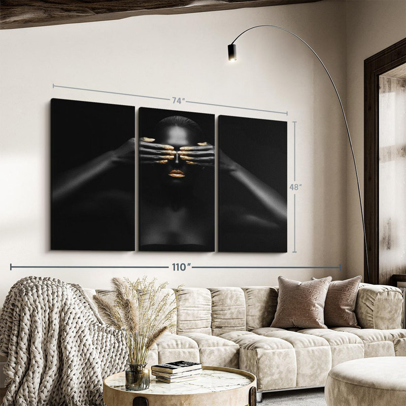 «Black and Gold Beauty» sur toile, H 48 po x l 74 po x P 1,25 po