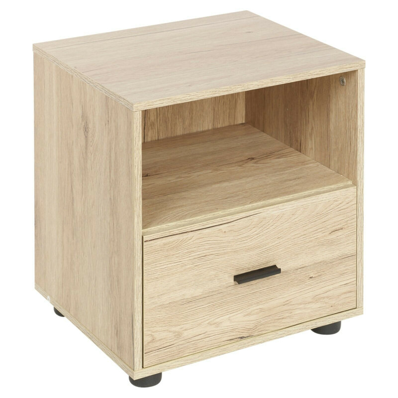 Lashley 40cm W Solid + Manufactured Wood Bedside Table, Beech