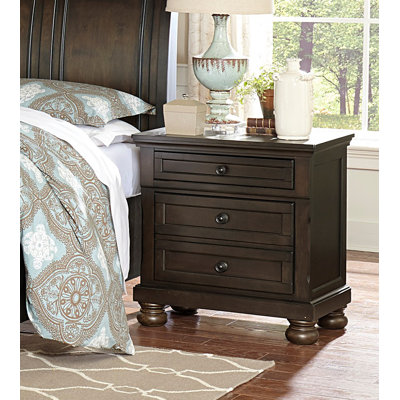 Transitional Design Nightstand Two Dovetail Drawers Bun Feet Wooden Furniture